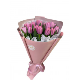 15 розовых тюльпанов 